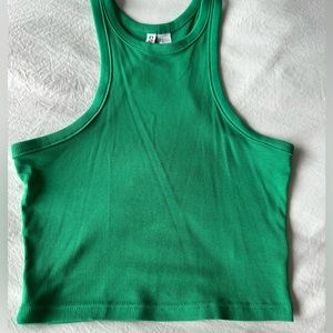 H&M ribbed green halter tank top! Only worn once!